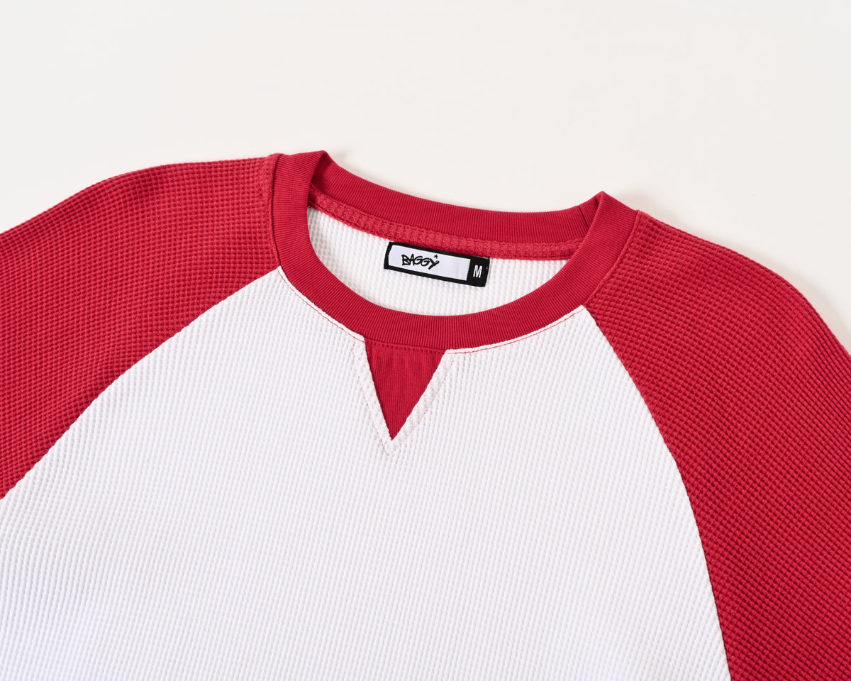 Red Contrast Waffle Knit
