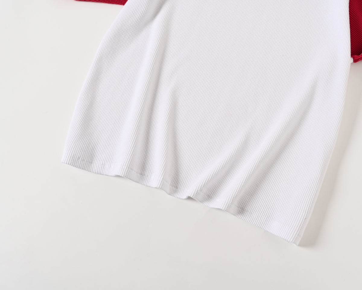 Red Contrast Waffle Knit