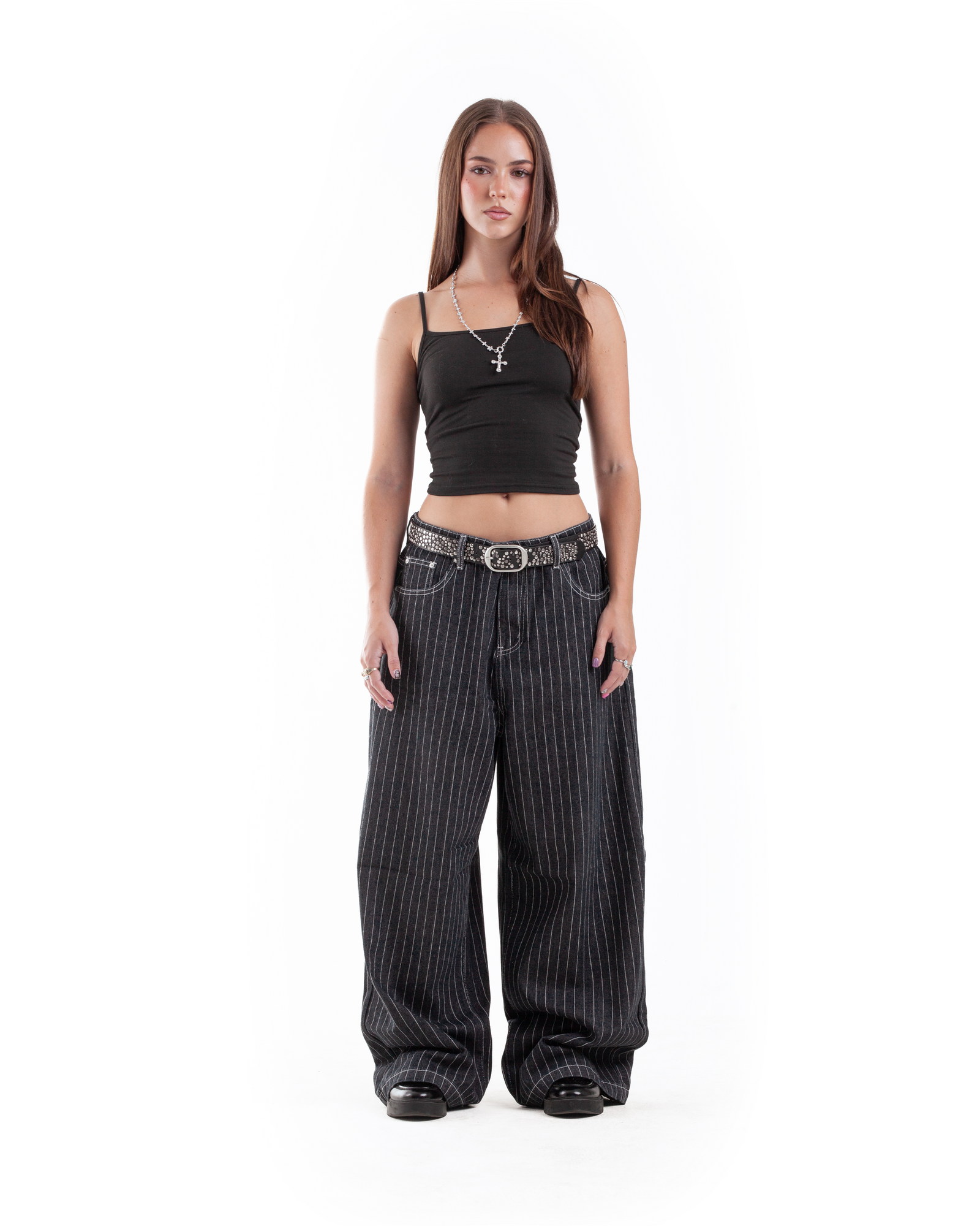 Black Pintstripe Denim