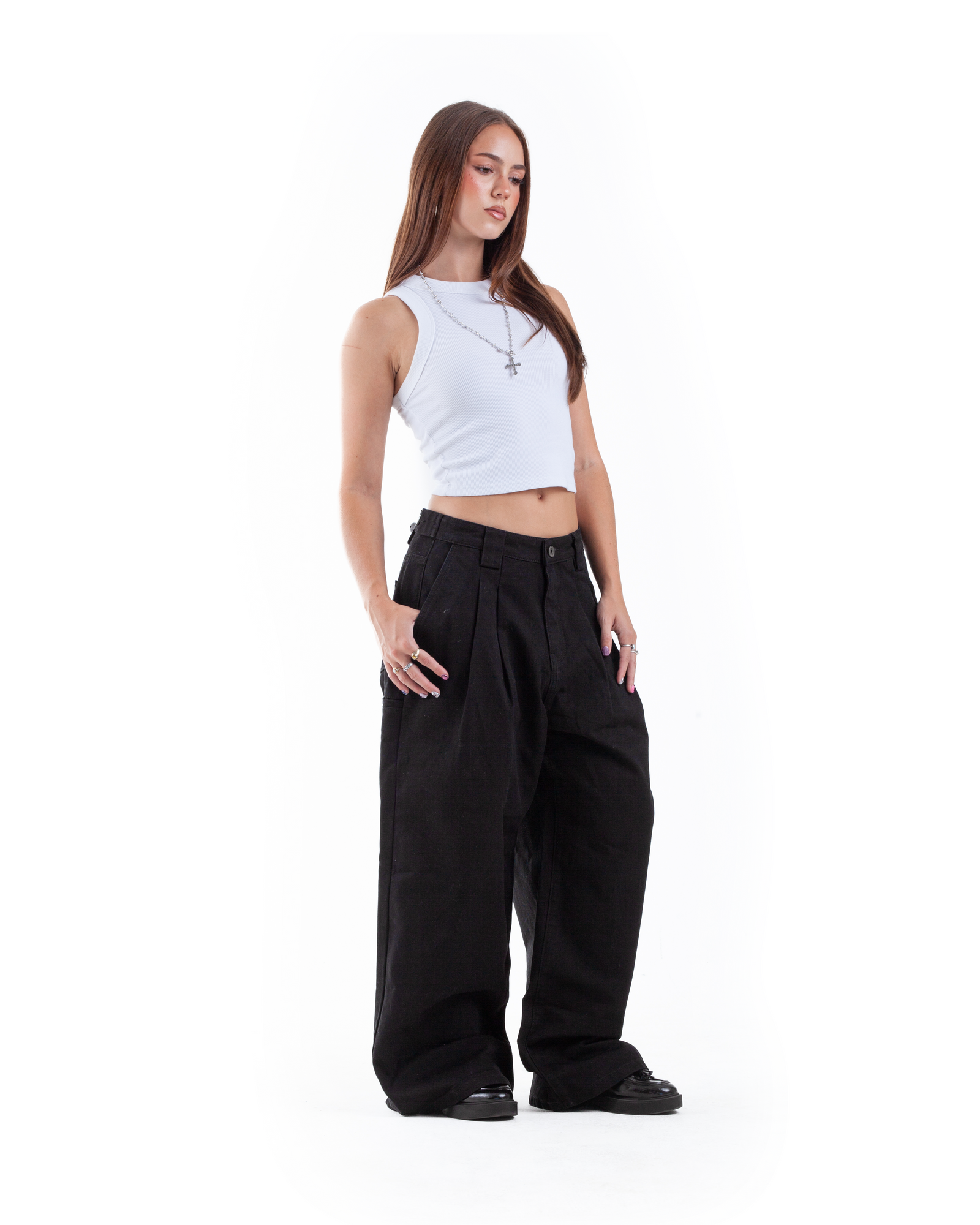 Black Pleated Denim