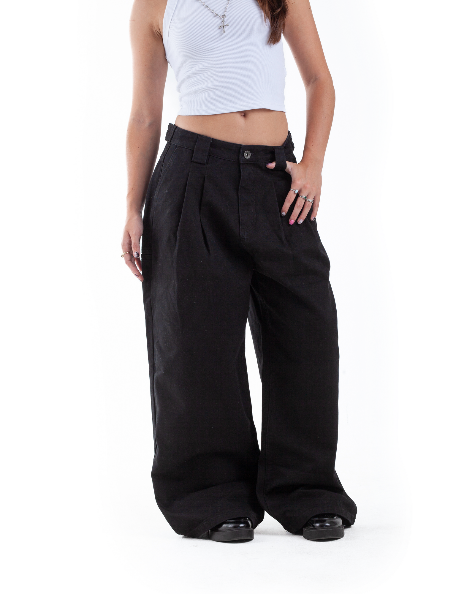 Black Pleated Denim