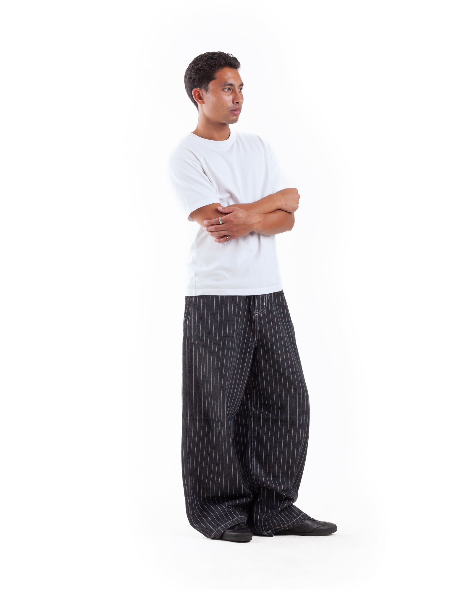 Black Pintstripe Denim
