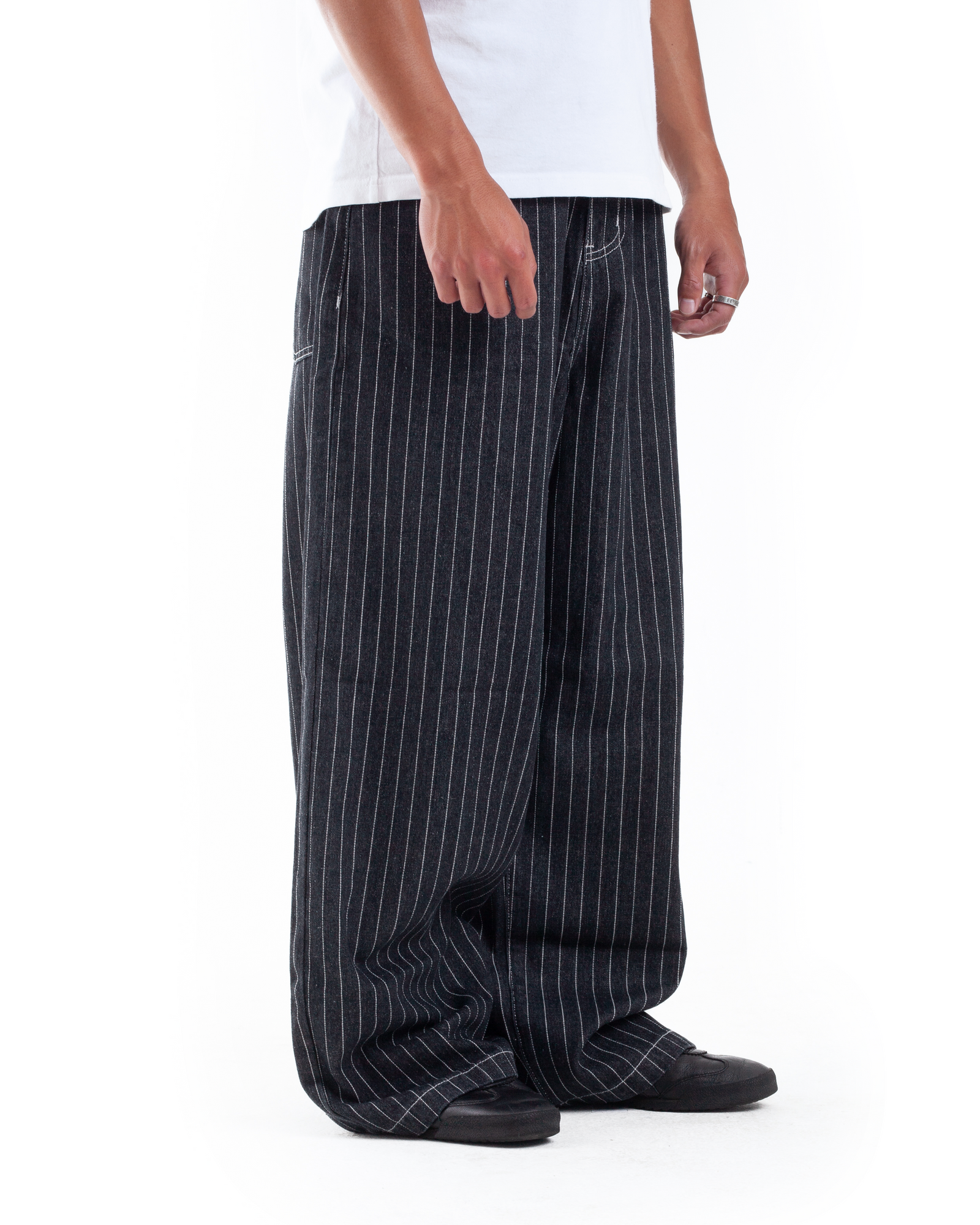 Black Pintstripe Denim