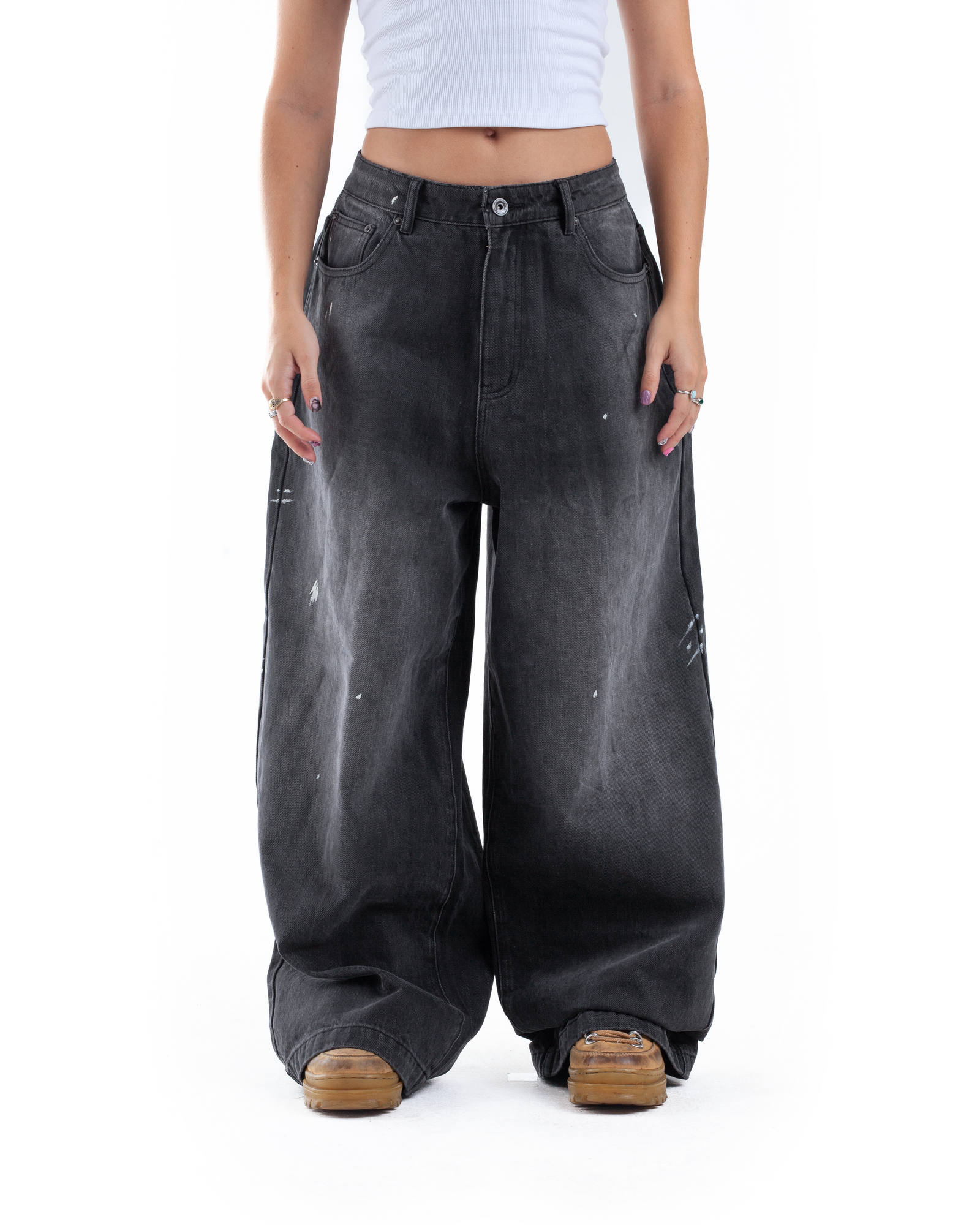 Black Paint Splatter Denim