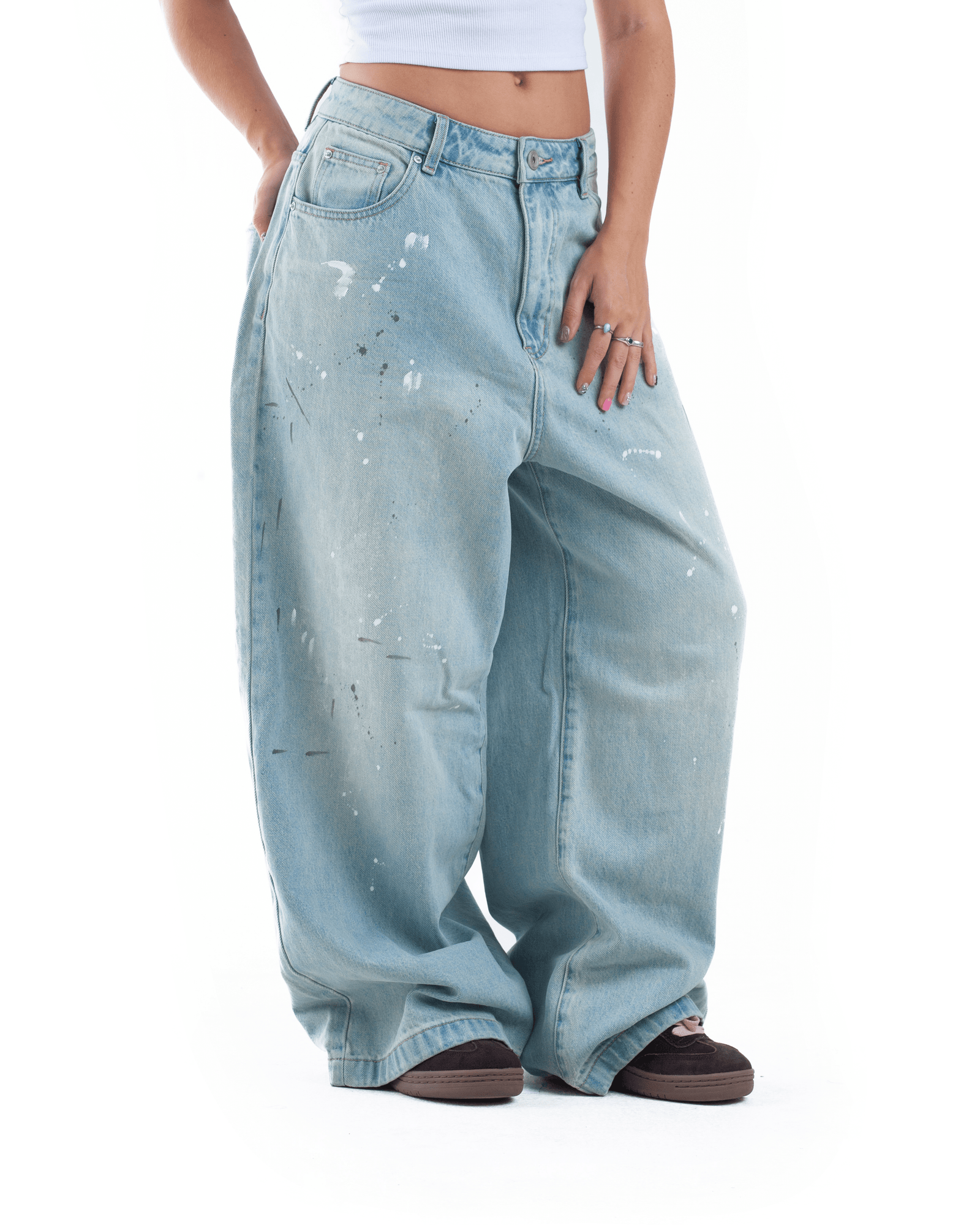 Blue Paint Splatter Denim