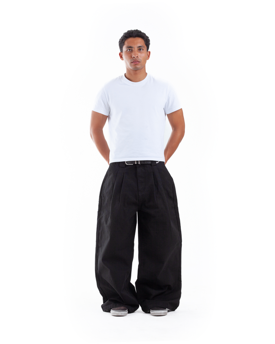Black Pleated Denim