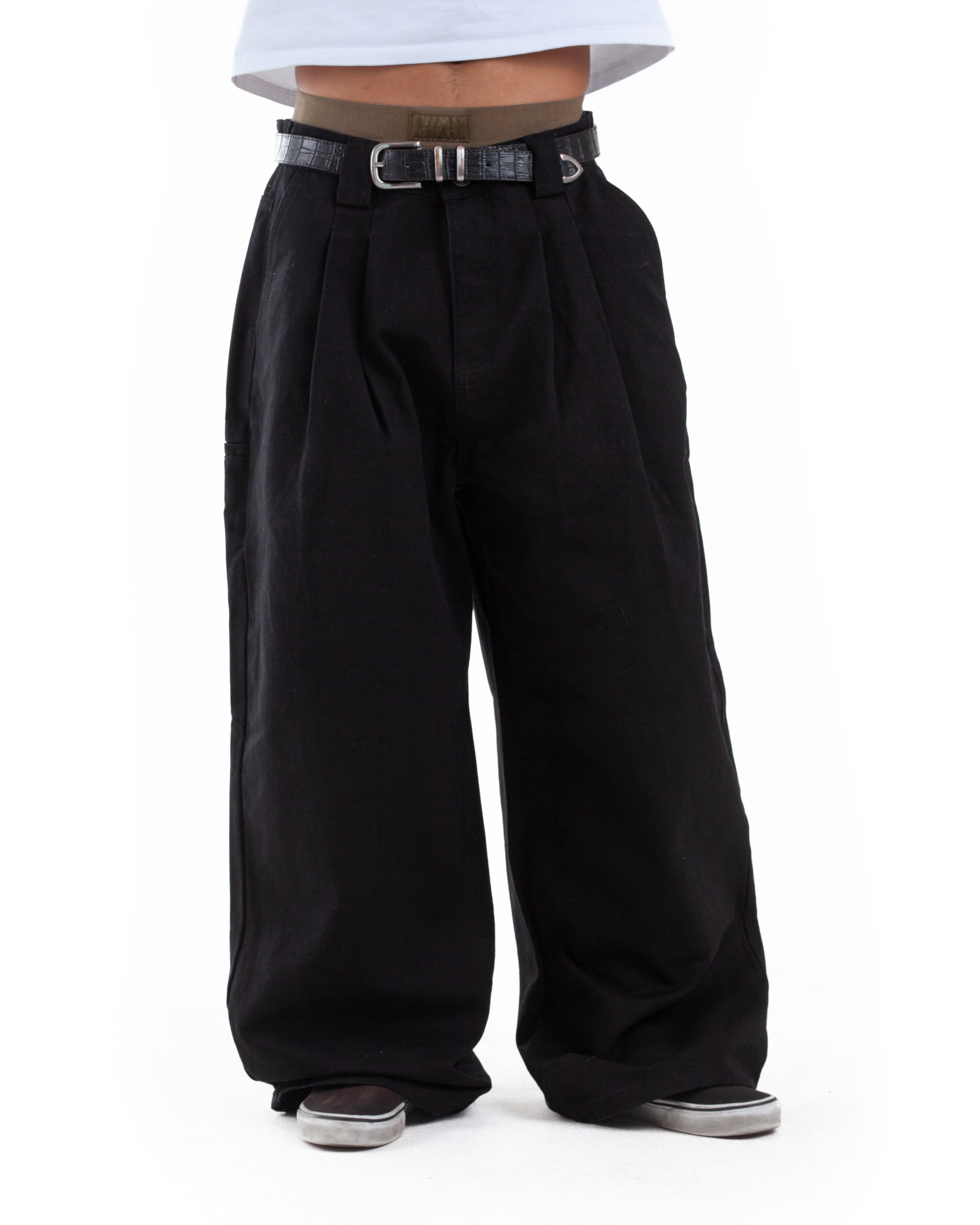 Black Pleated Denim