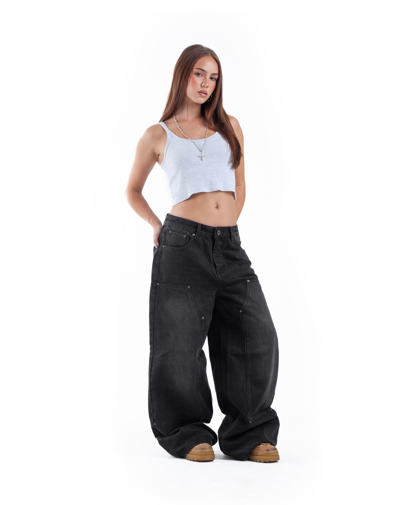 Black Double Knee Denim