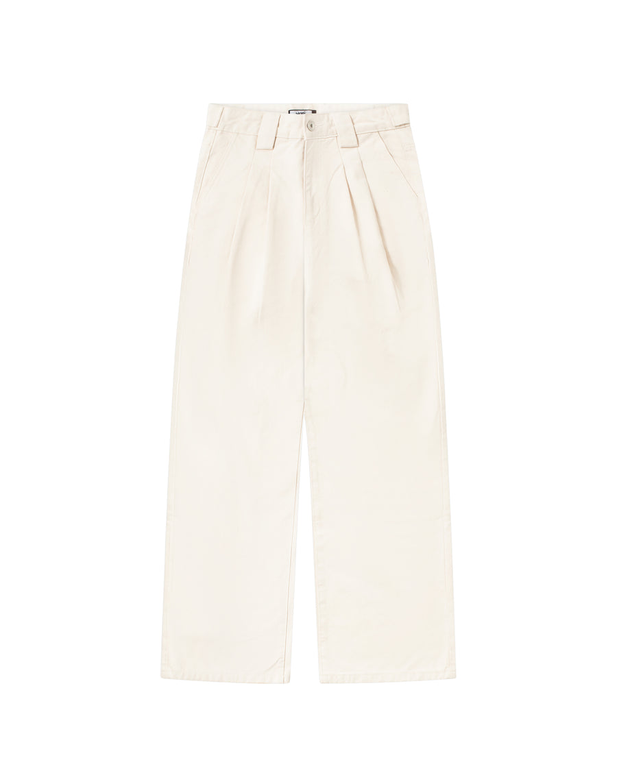 Beige Pleated Denim