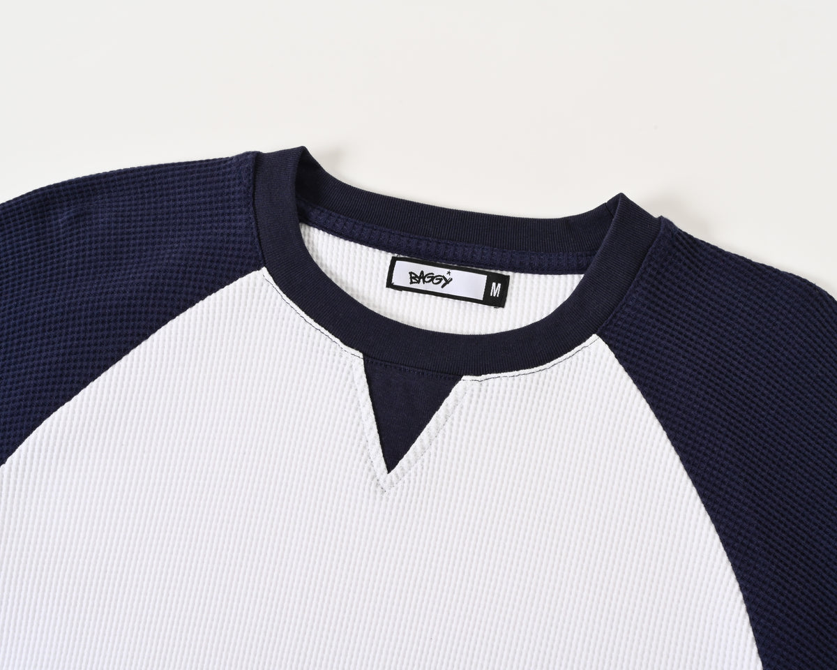 Blue Contrast Waffle Knit