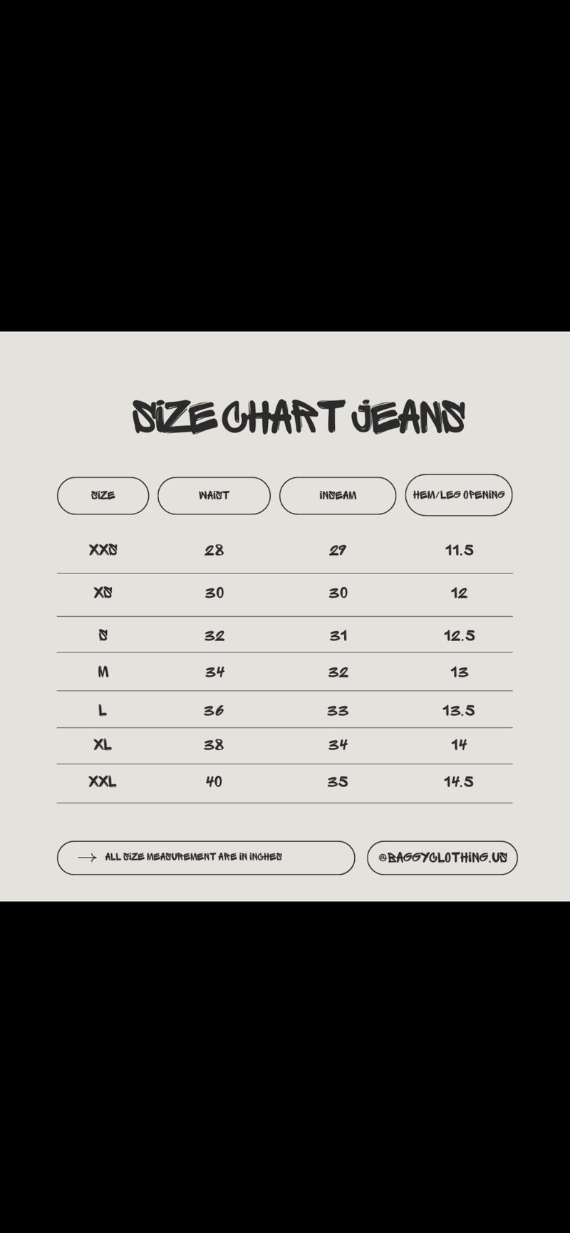 SIZE CHART
