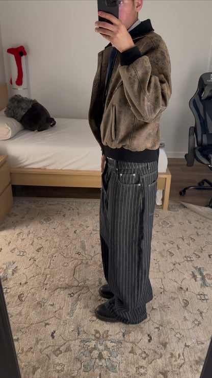 Black Pintstripe Denim