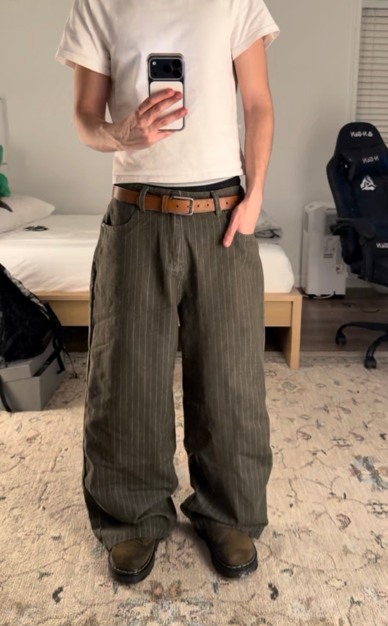 Green Pinstripe Denim