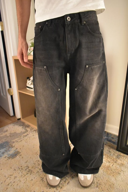 Black Double Knee Denim