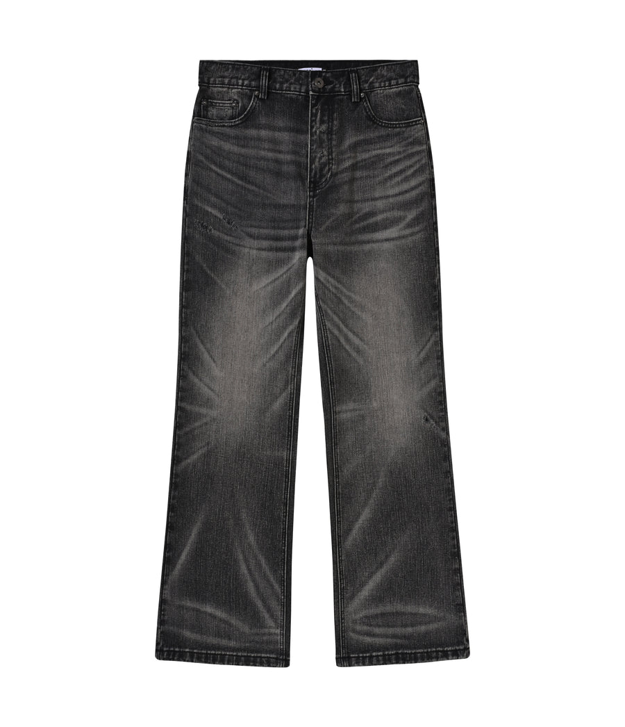 Archive Black Slub Bootcut Denim V2, front layflat