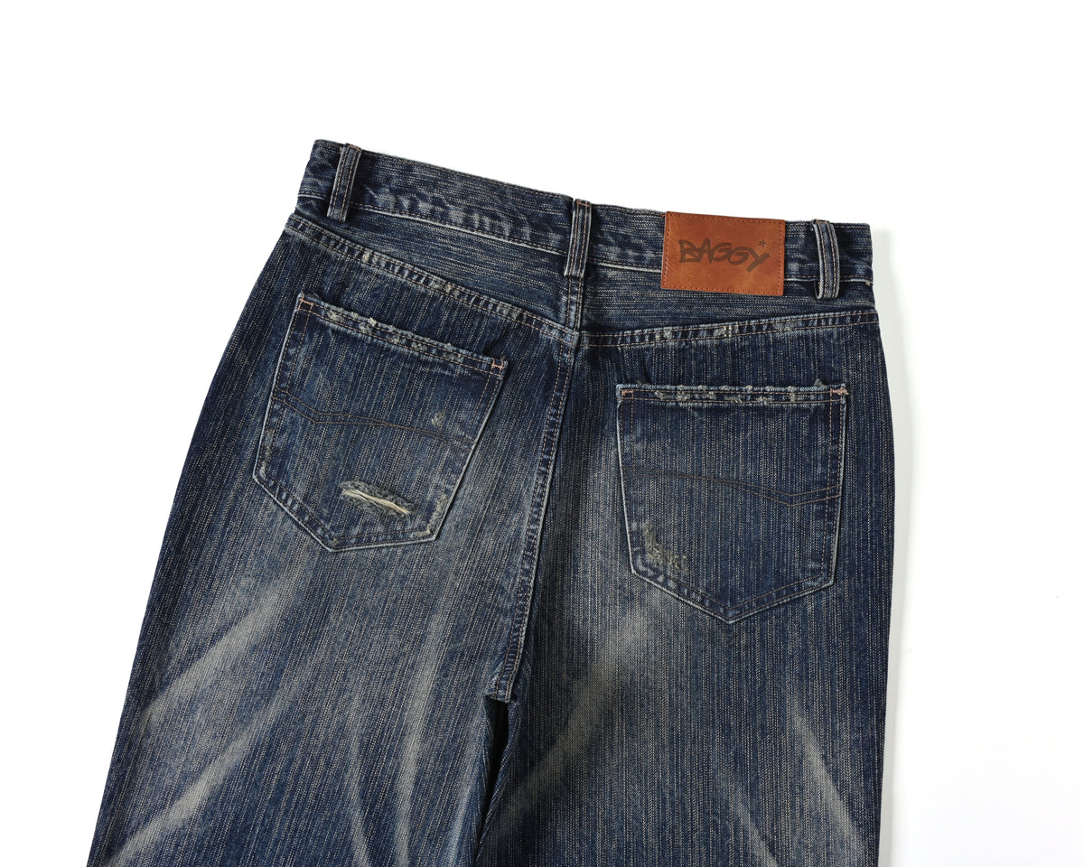 Archive Blue Slub Bootcut Denim V2, back pocket detail