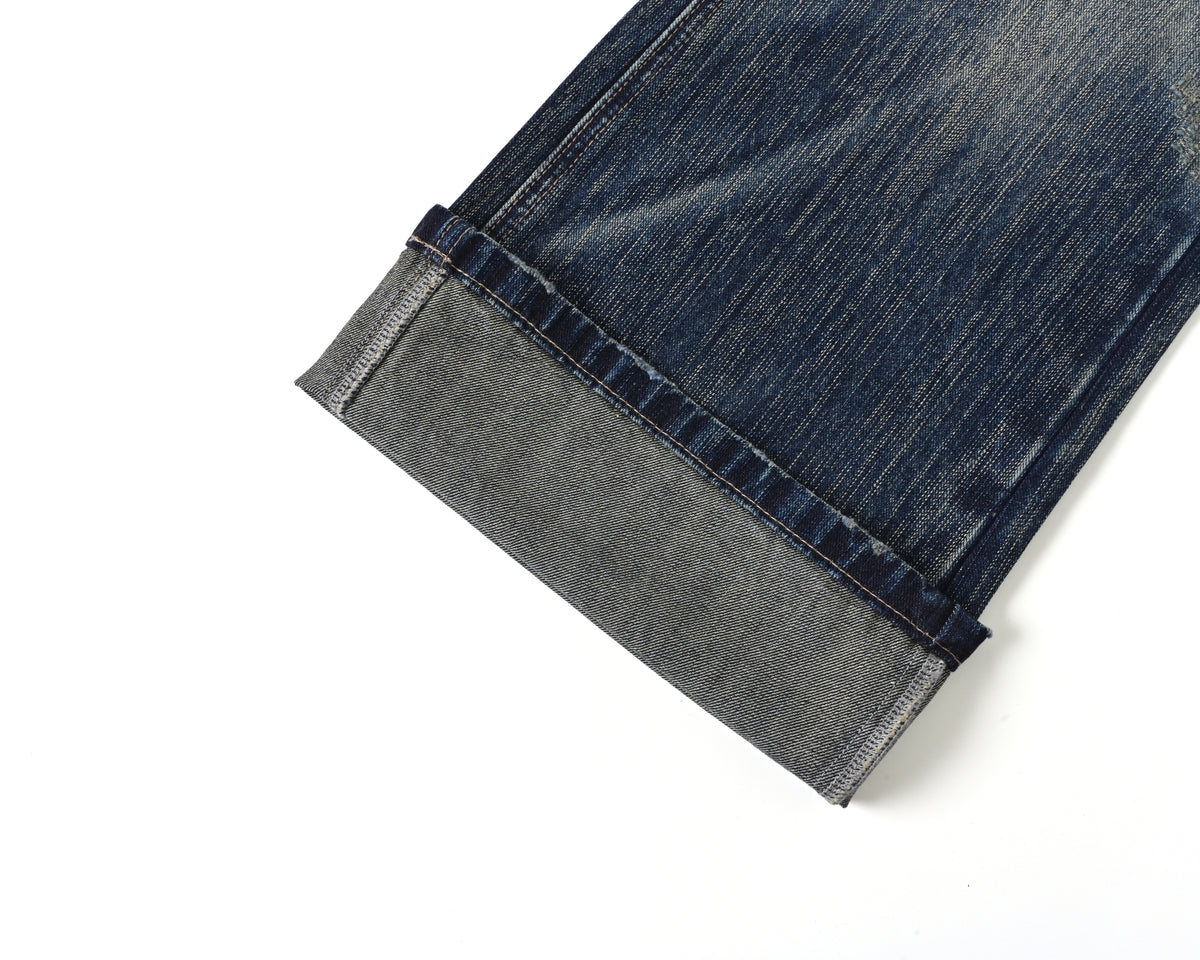 Archive Blue Slub Bootcut Denim V2, hem detail