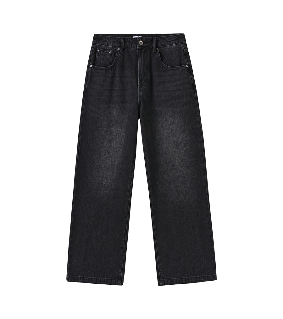 Black Wide Leg Denim Washed product photo