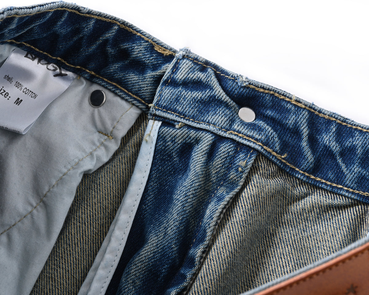 Blue Wide Leg Denim Washed product photo