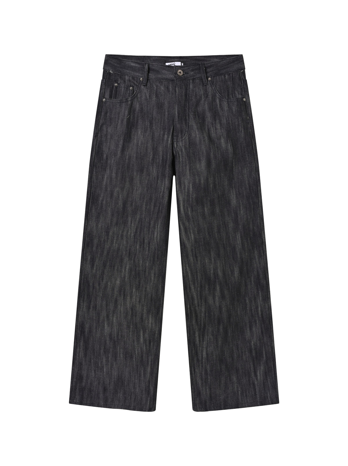 Black Wide Leg Selvedge 19OZ front layflat