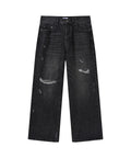 Black Worn Bootcut Denim V1 front layflat