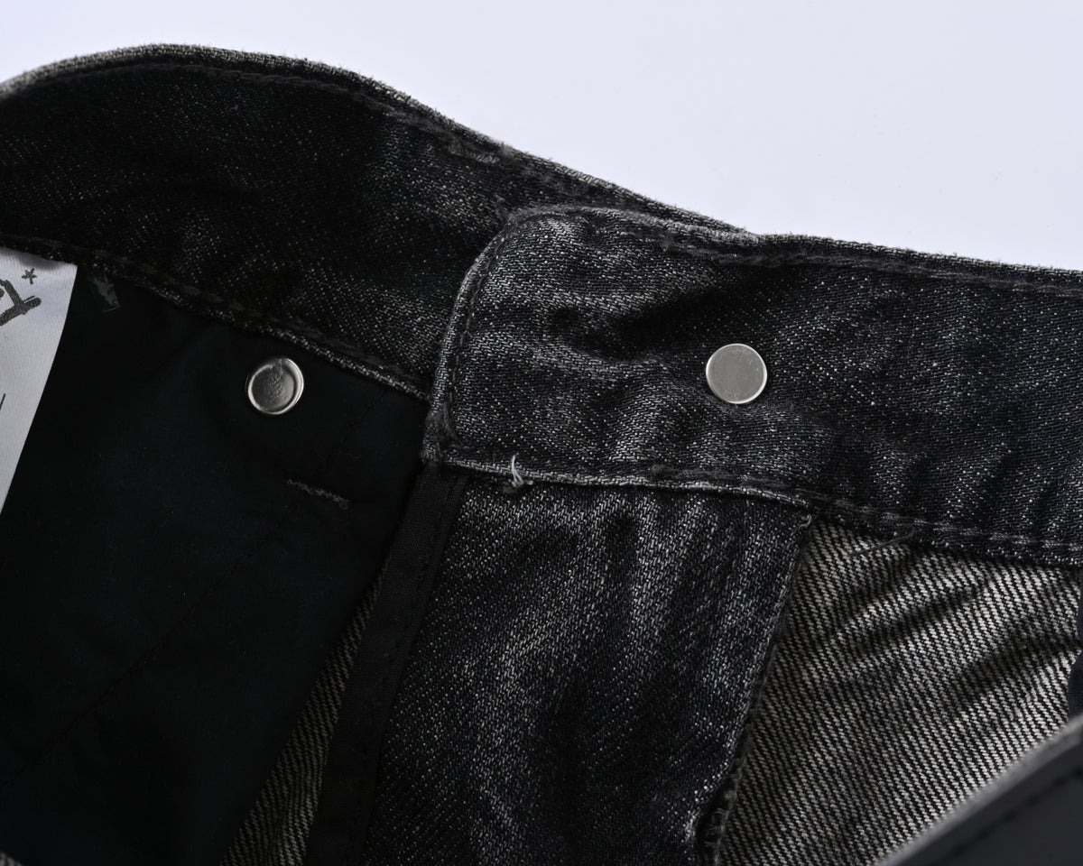 Black Worn Bootcut Denim V1 waistband detail
