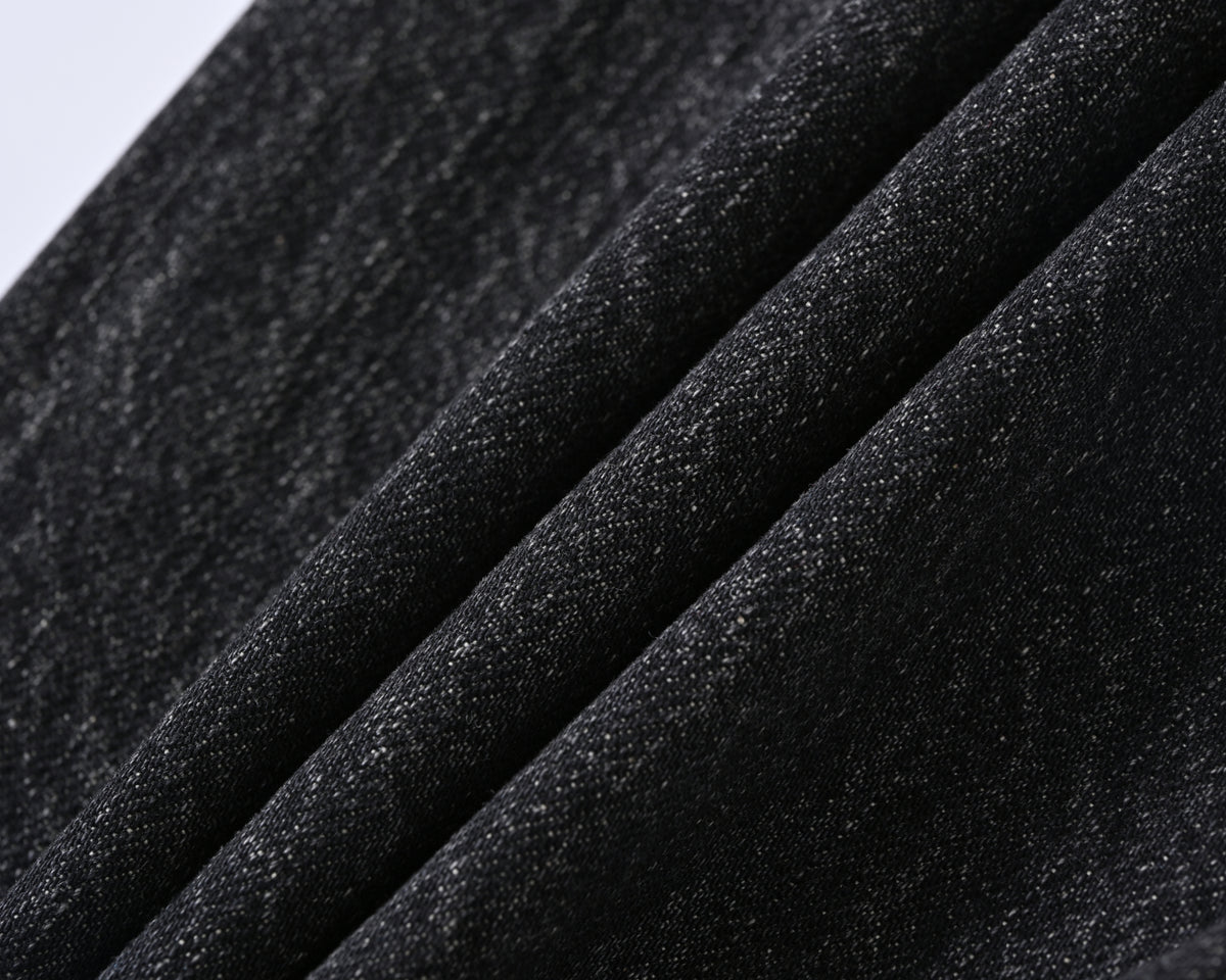 Black Worn Bootcut Denim V1 fabric detail