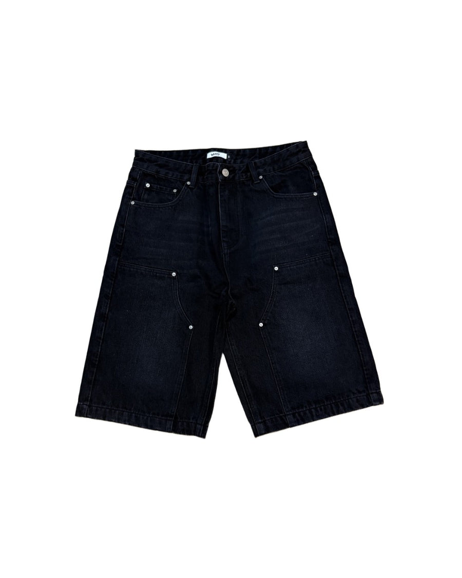 Black Double Knee Jorts