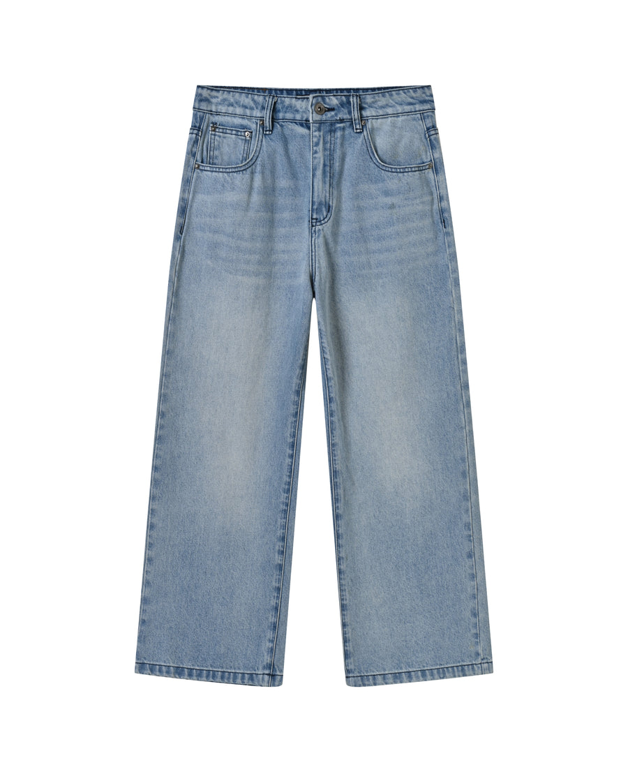 Light Blue Wide Leg Denim front layflat