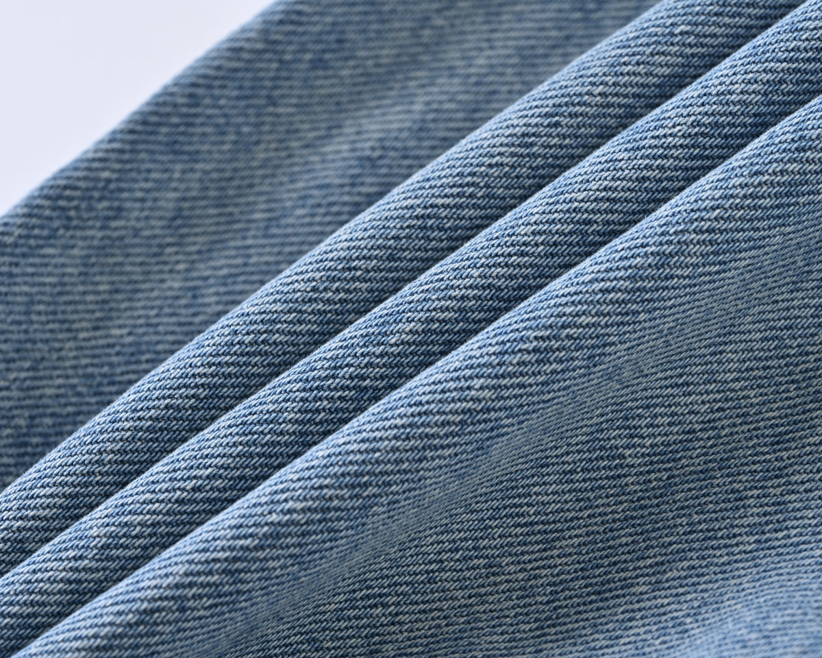 Light Blue Wide Leg Denim fabric detail