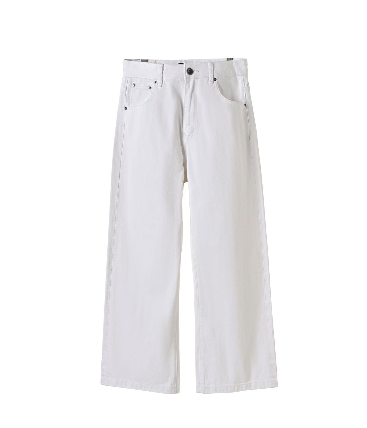 White Selvedge Bootcut Denim V1 front layflat